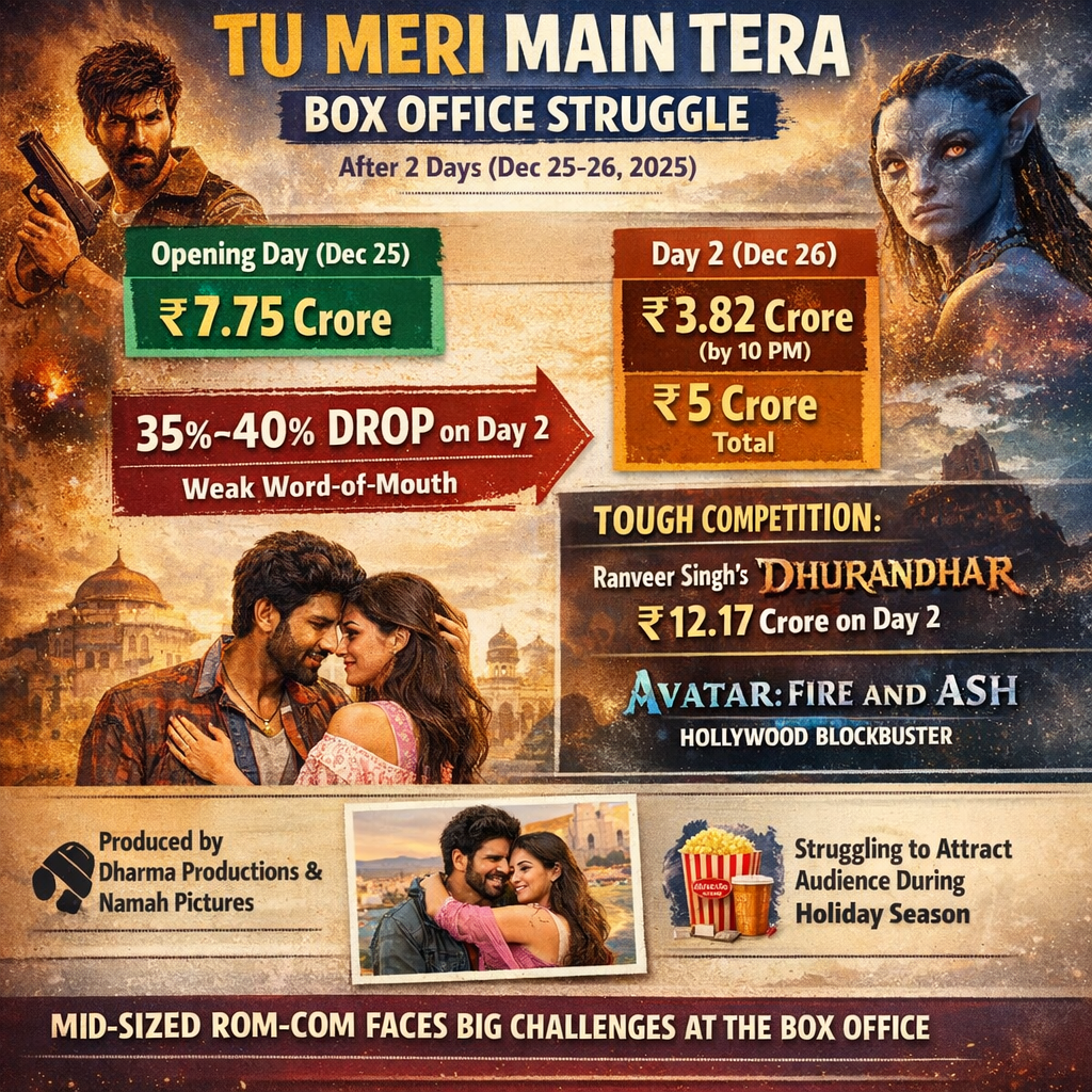 Tu Meri Main Tera Box Office Collection: Kartik Aaryan-Ananya Panday Romantic Comedy Crosses ₹10 Crore Despite Dhurandhar Competition