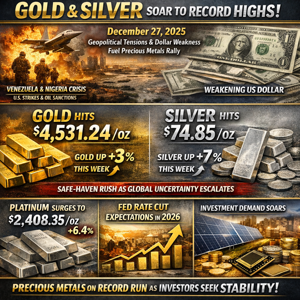 Gold and Silver Hit Fresh Record Highs Amid Geopolitical Tensions and Weakening US Dollar: Complete Market Analysis