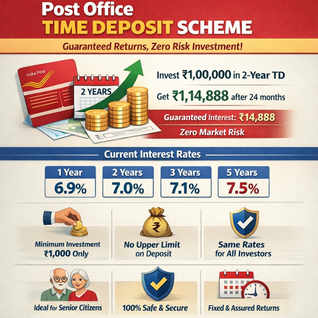 Post Office Fixed Deposits (Time Deposits): 7.5% Interest Rate on 5-Year Schemes with Complete Investment Guide