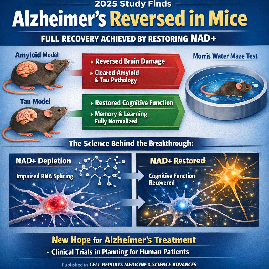 Alzheimer's Disease Reversed in Mice Through NAD+ Restoration: Groundbreaking Research Offers Hope for Human Treatment